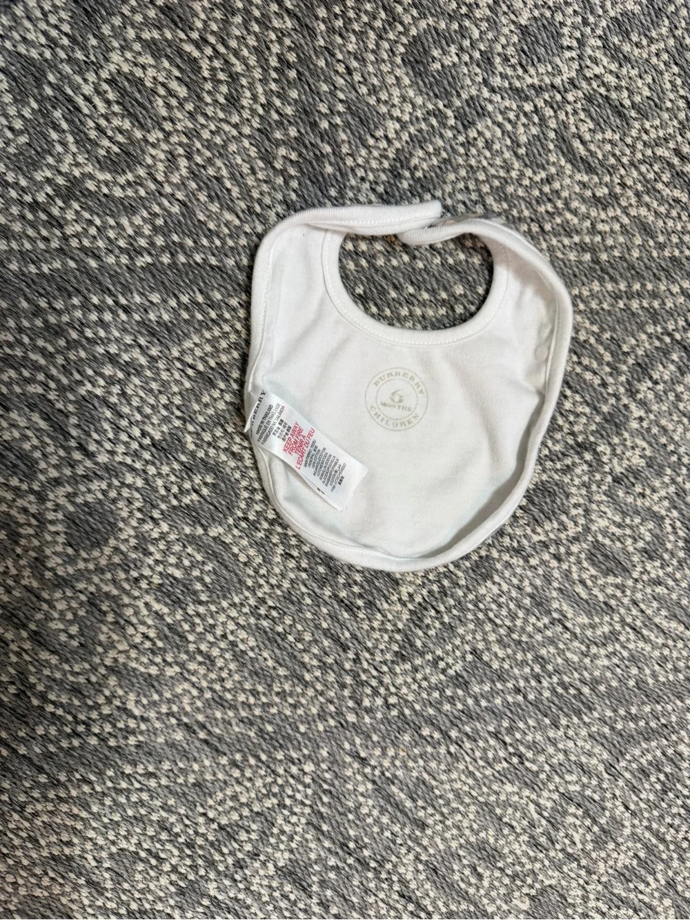Burberry Baby Bib Size 6 Months Authentic Beige Check Plaid Baby Bib White Trim